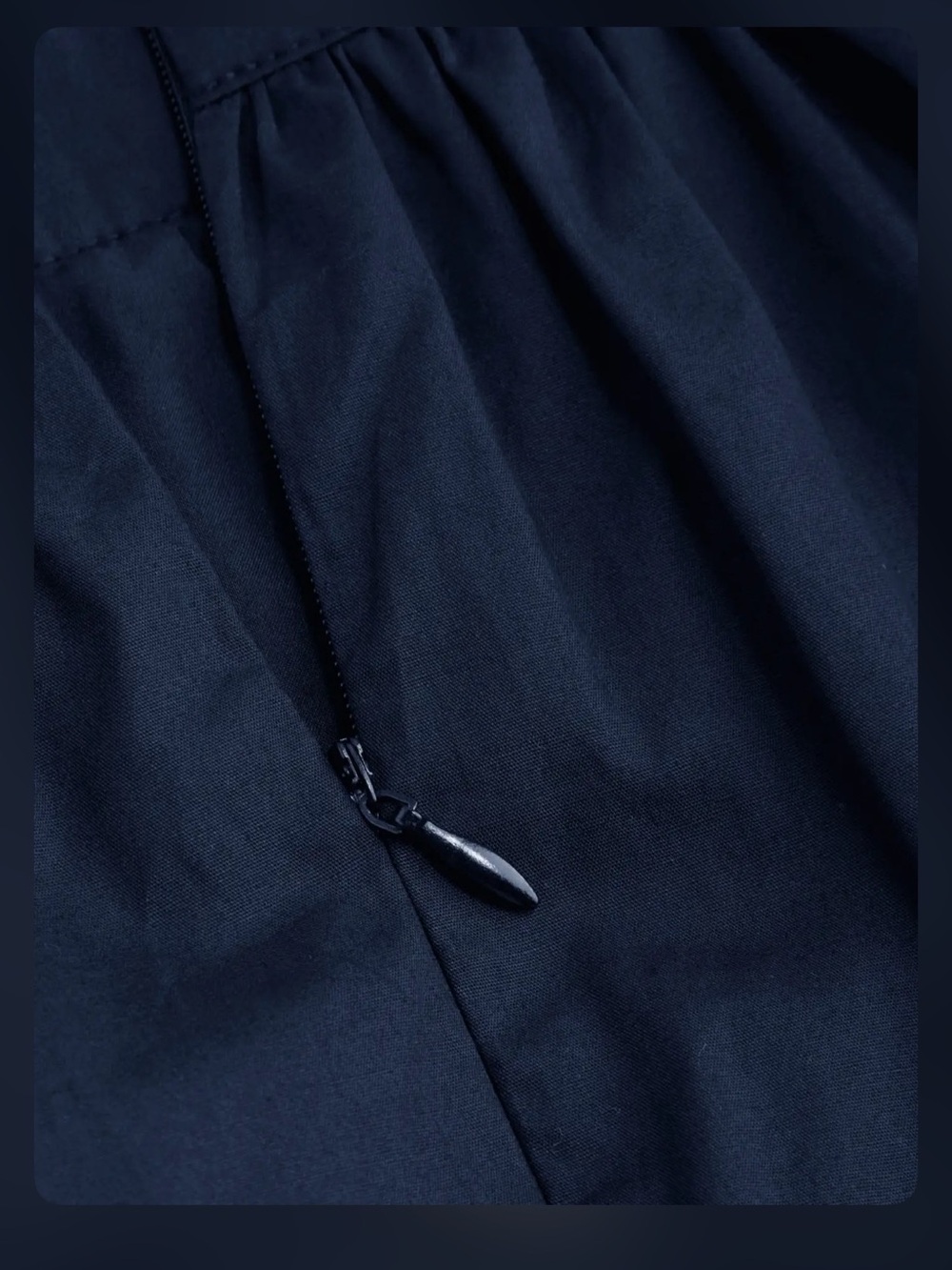 COTTON-BLEND MID RISE SOLID RUFFLE MAXI SKIRT Navy Blue S - Picture 4 of 6